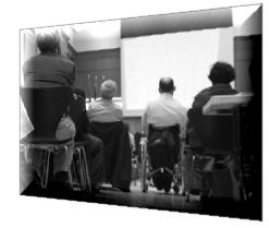 Wheelchair user at consultation presentation